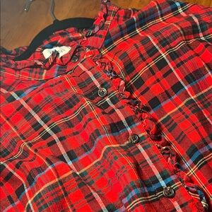 On 34th Plaid Ruffle Flannel Shirt